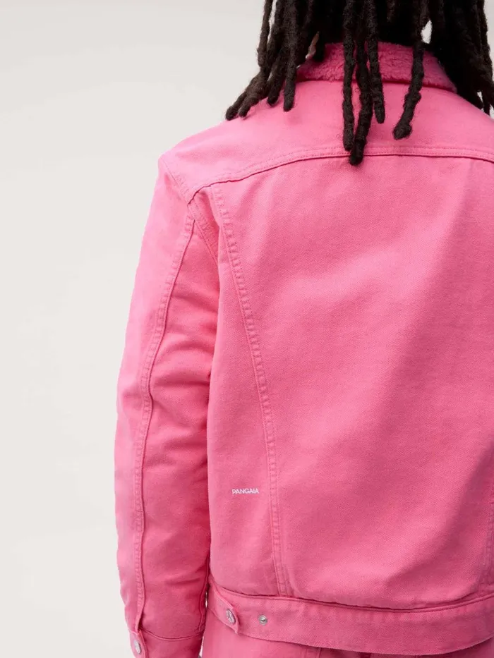 PANGAIA Hemp Denim Sherpa Jacket Flamingo Pink Men Jackets and Outerwear