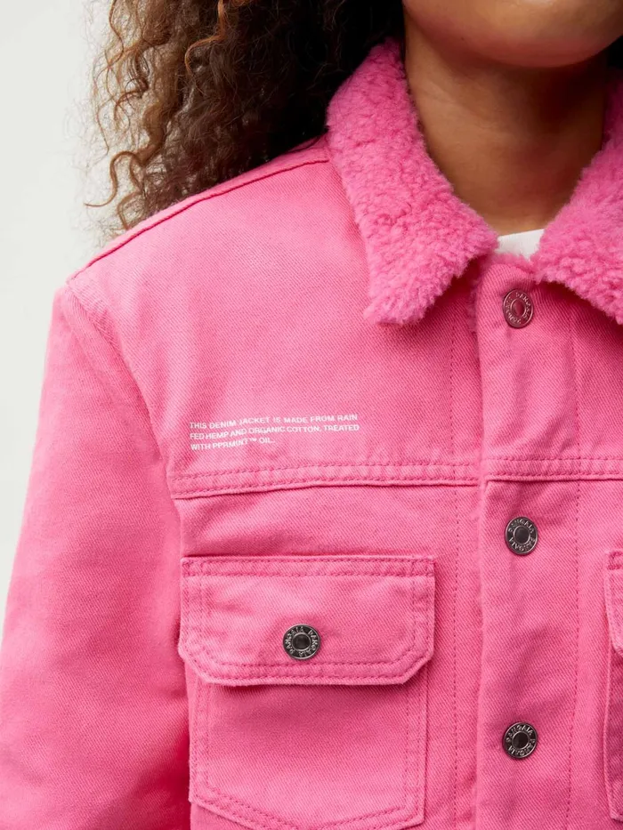 PANGAIA Hemp Denim Sherpa Jacket Flamingo Pink Men Jackets and Outerwear
