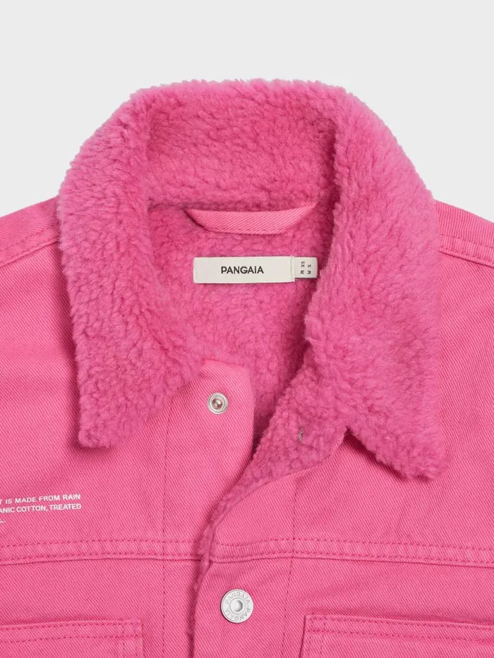 PANGAIA Hemp Denim Sherpa Jacket Flamingo Pink Men Jackets and Outerwear