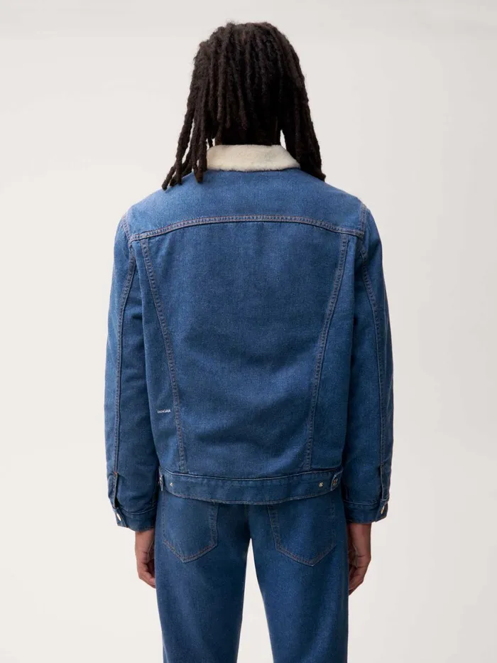 PANGAIA Hemp Denim Sherpa Jacket Mid Wash Women Denim