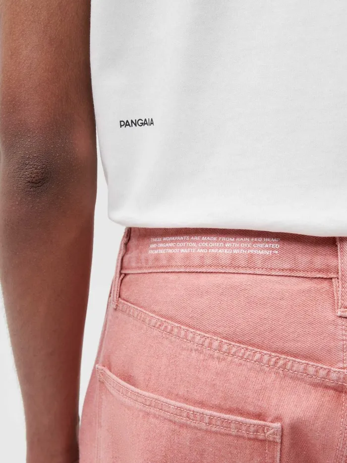 PANGAIA Hemp Denim Workwear Carpenter Jeans Beetroot Pink Men Denim