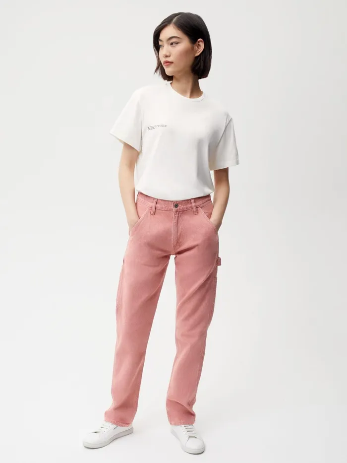 PANGAIA Hemp Denim Workwear Carpenter Jeans Beetroot Pink Men Denim
