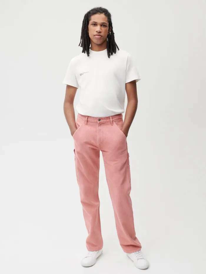 PANGAIA Hemp Denim Workwear Carpenter Jeans Beetroot Pink Men Denim