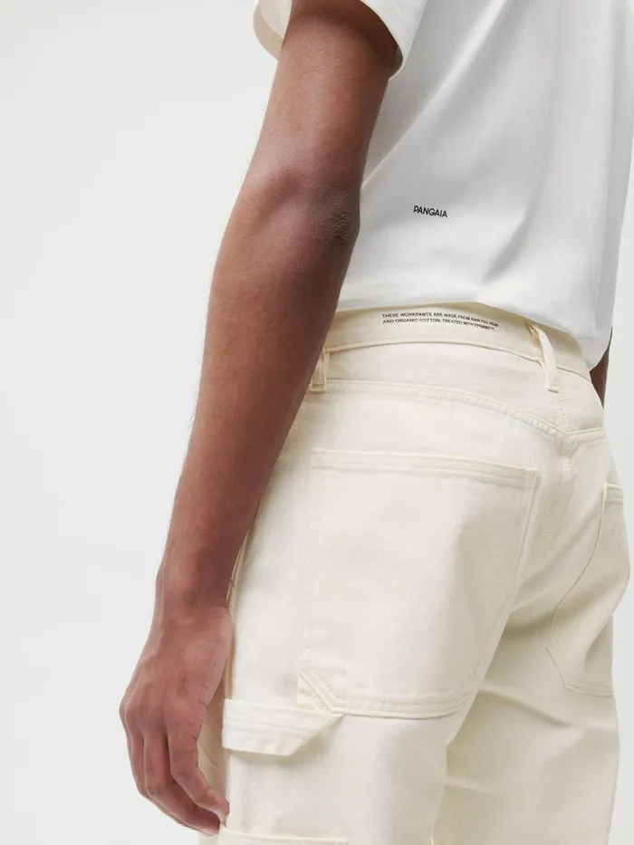 PANGAIA Hemp Denim Workwear Carpenter Jeans Ecru Ivory Men Denim