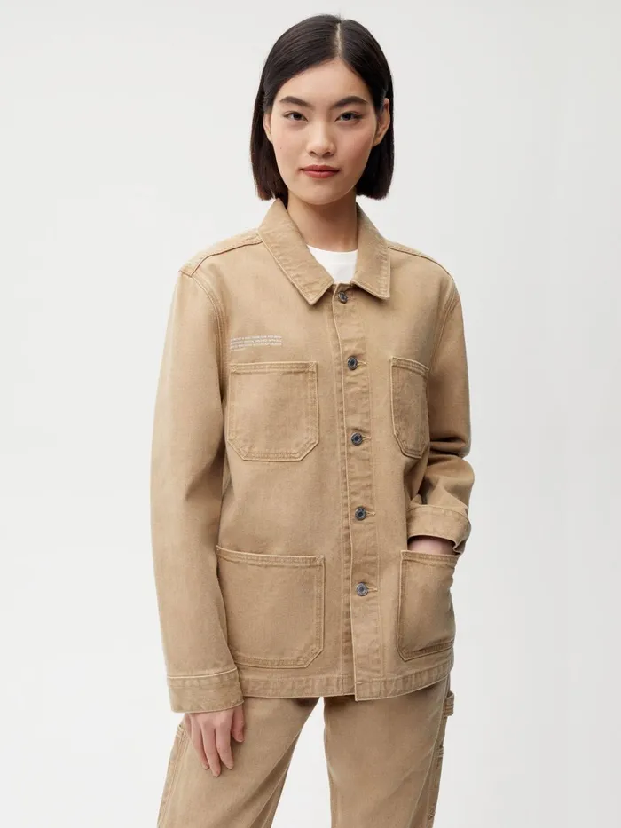 PANGAIA Hemp Denim Workwear Jacket Acorn Khaki Women Denim