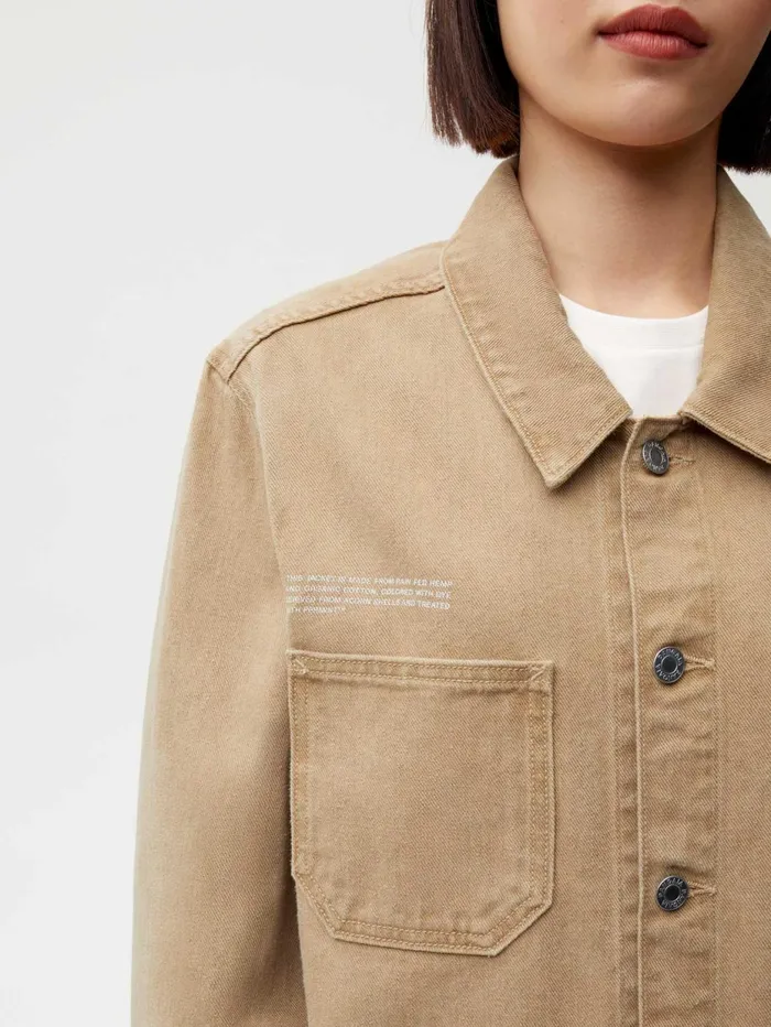 PANGAIA Hemp Denim Workwear Jacket Acorn Khaki Women Denim