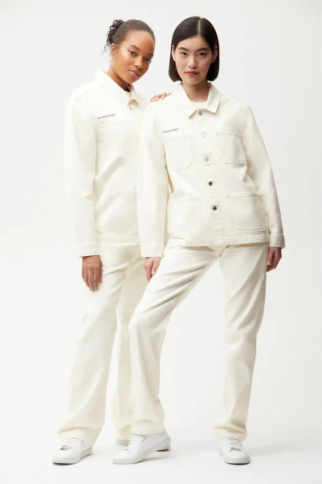 PANGAIA Hemp Denim Workwear Jacket Ecru Ivory Women Denim