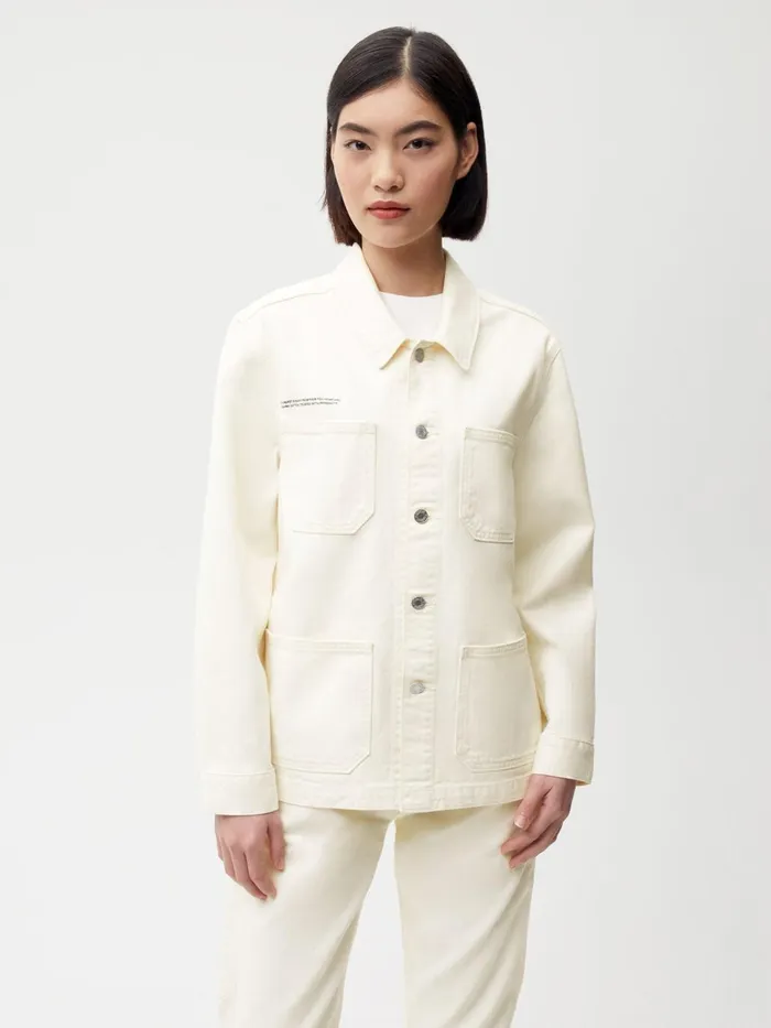 PANGAIA Hemp Denim Workwear Jacket Ecru Ivory Women Jackets and Outerwear