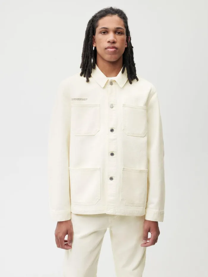 PANGAIA Hemp Denim Workwear Jacket Ecru Ivory Women Jackets and Outerwear