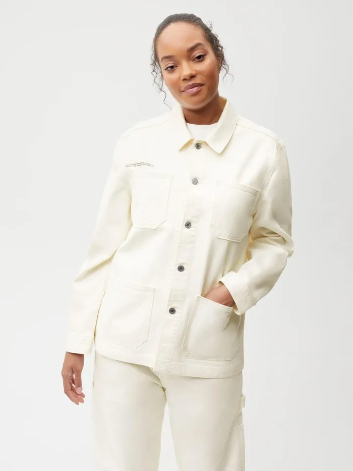 PANGAIA Hemp Denim Workwear Jacket Ecru Ivory Women Jackets and Outerwear