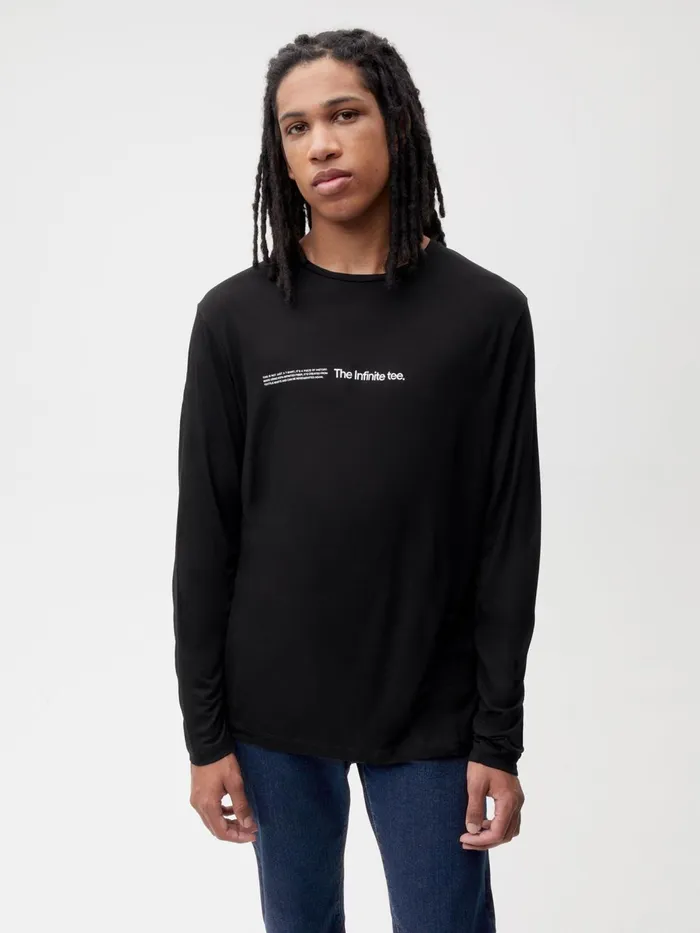 PANGAIA Infinited Fiber Long Sleeve TShirt Black Men Tshirts and Tops