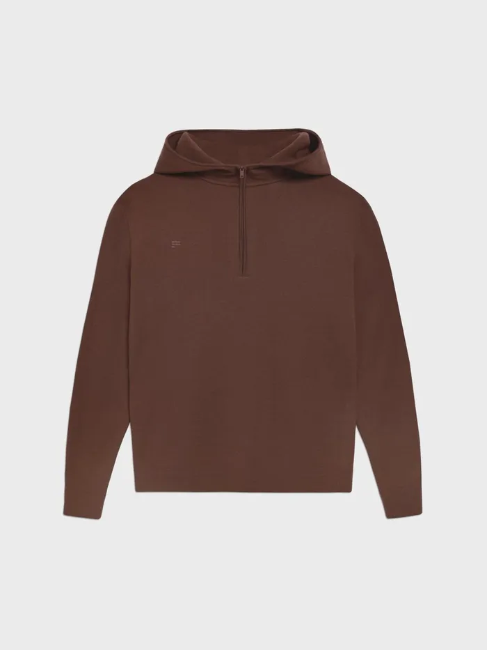 PANGAIA Merino Half Zip Hoodie Chestnut Brown Men Knitwear