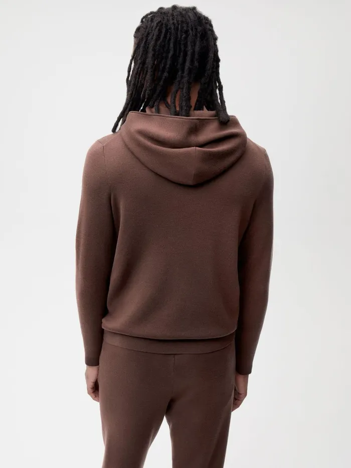 PANGAIA Merino Half Zip Hoodie Chestnut Brown Men Knitwear