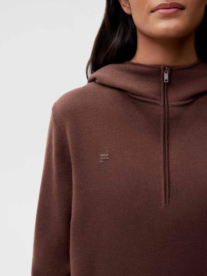 PANGAIA Merino Half Zip Hoodie Chestnut Brown Men Knitwear