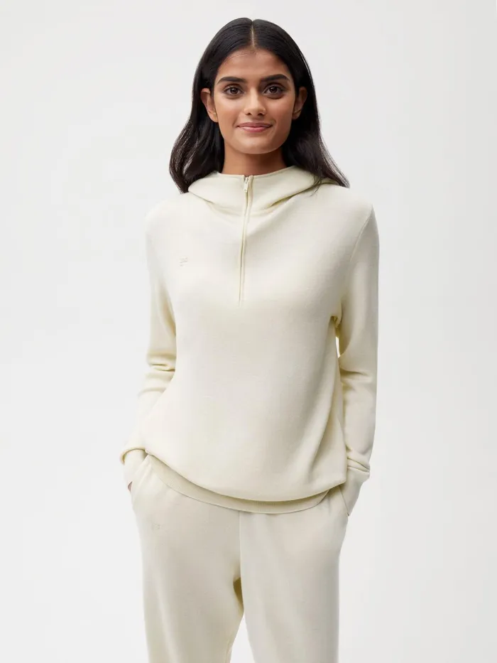 PANGAIA Merino Half Zip Hoodie Elderflower Women Knitwear