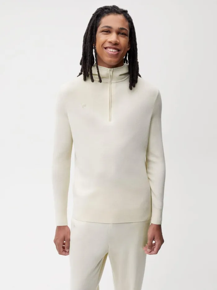 PANGAIA Merino Half Zip Hoodie Elderflower Women Knitwear