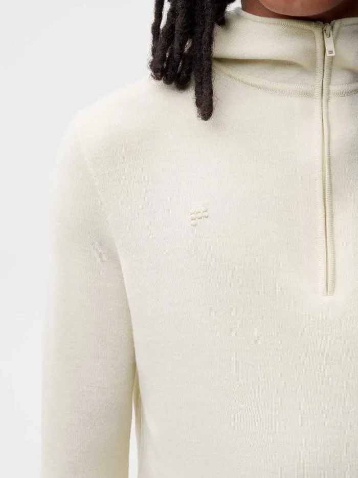 PANGAIA Merino Half Zip Hoodie Elderflower Women Knitwear