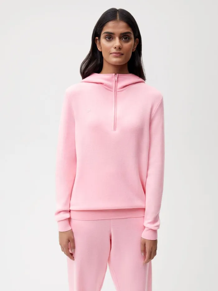 PANGAIA Merino Half Zip Hoodie Sakura Pink Men Knitwear