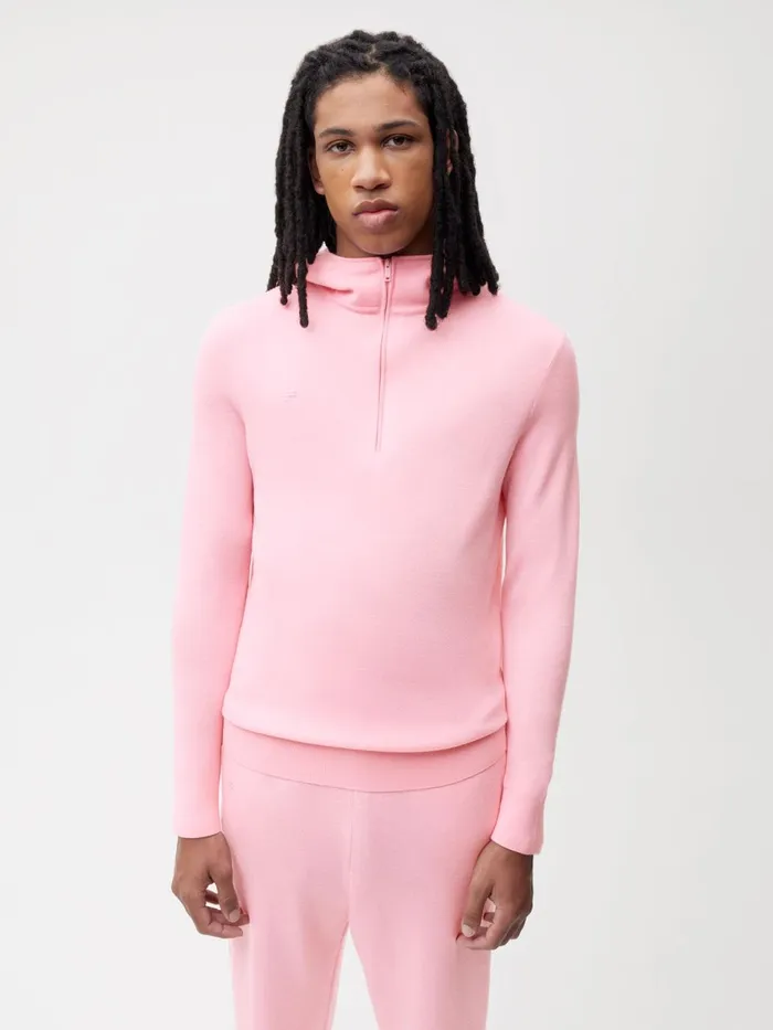 PANGAIA Merino Half Zip Hoodie Sakura Pink Men Knitwear