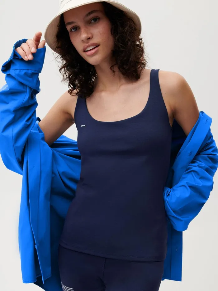 PANGAIA Move Tank Top Navy Blue Women Tshirts and Tops