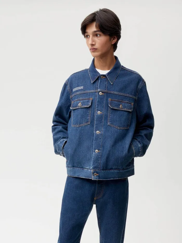 PANGAIA Nettle Denim Jacket Mid Wash Men Jackets and Outerwear