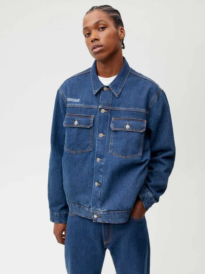PANGAIA Nettle Denim Jacket Mid Wash Men Jackets and Outerwear