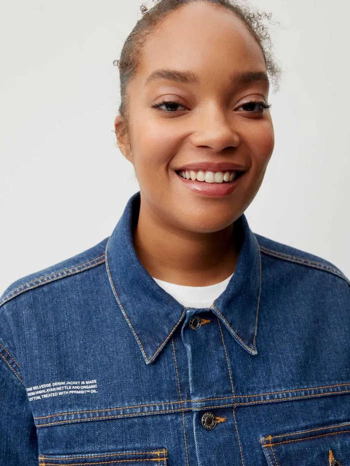 PANGAIA Nettle Denim Jacket Mid Wash Men Jackets and Outerwear