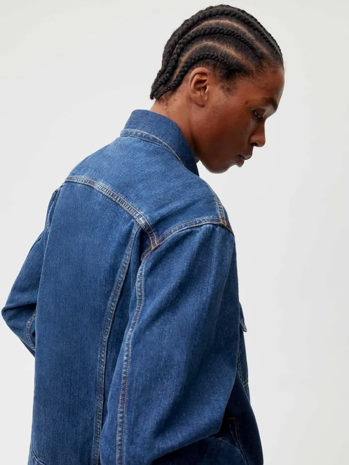 PANGAIA Nettle Denim Jacket Mid Wash Men Jackets and Outerwear