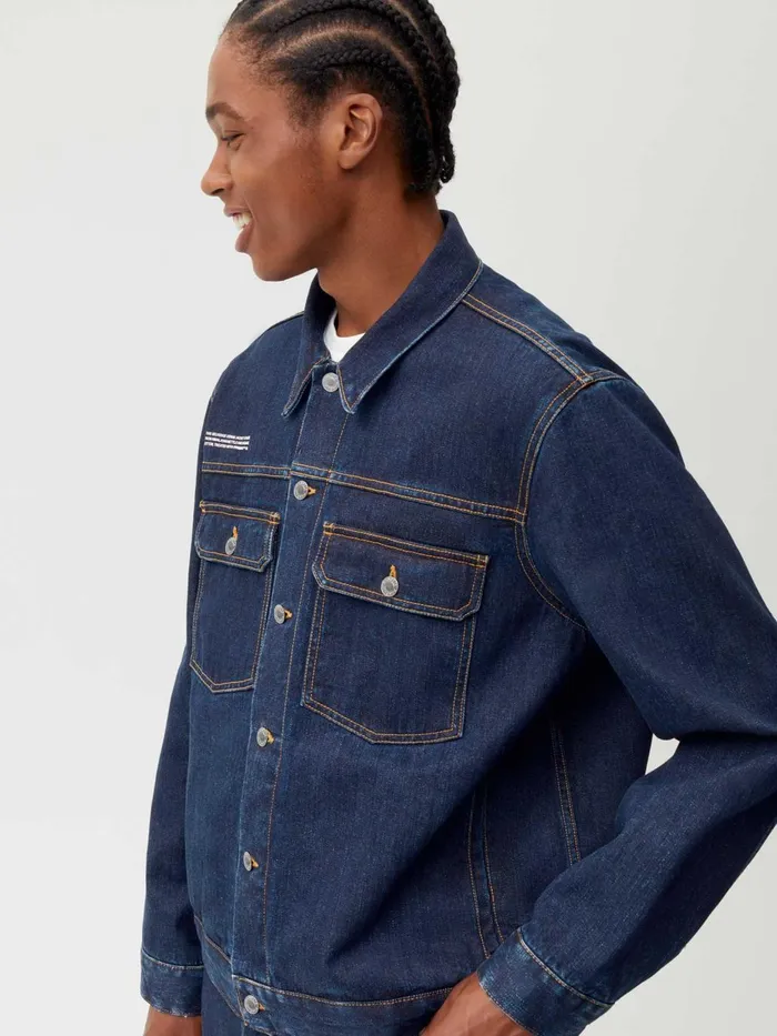PANGAIA Nettle Denim Jacket Rinse Wash Women Jackets and Outerwear