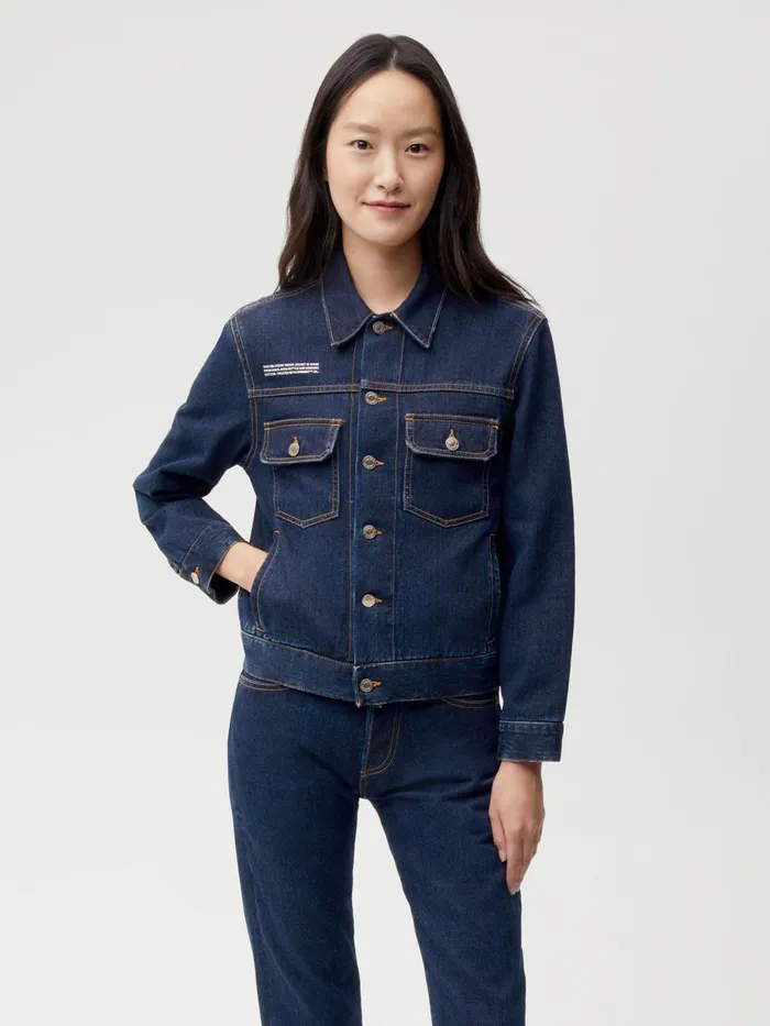 PANGAIA Nettle Denim Jacket Rinse Wash Women Jackets and Outerwear