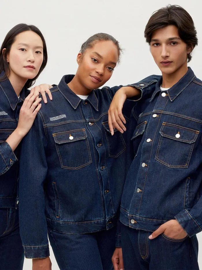 PANGAIA Nettle Denim Jacket Rinse Wash Women Jackets and Outerwear