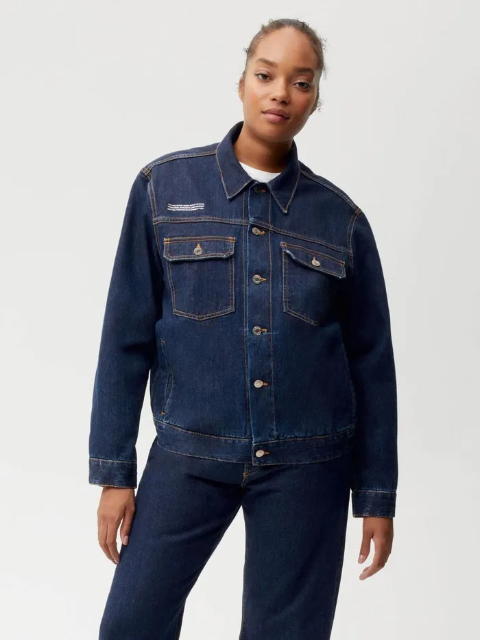 PANGAIA Nettle Denim Jacket Rinse Wash Women Jackets and Outerwear