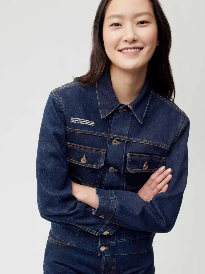 PANGAIA Nettle Denim Jacket Rinse Wash Women Jackets and Outerwear
