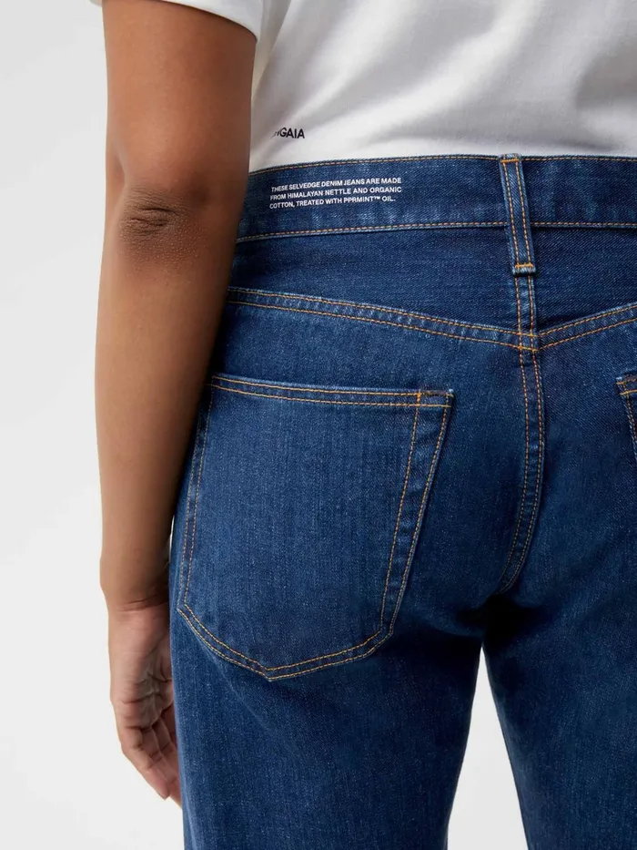 PANGAIA Nettle Denim Straight Leg Jeans Mid Wash Men Denim