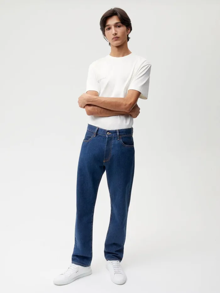PANGAIA Nettle Denim Straight Leg Jeans Mid Wash Men Denim