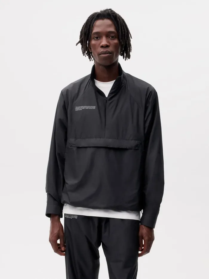 PANGAIA Nylon Half Zip Jacket Black Men Jackets and Outerwear
