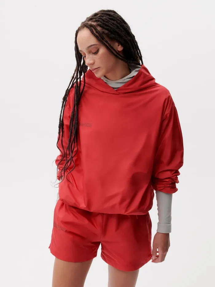 PANGAIA Nylon Hoodie Apple Red Women Hoodies