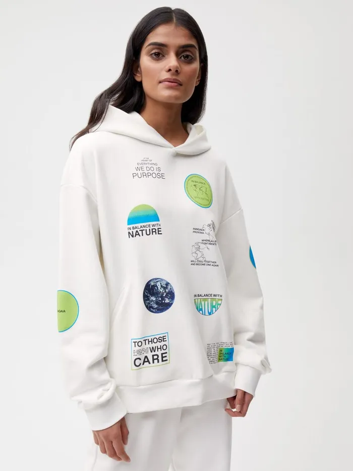 PANGAIA One Heart Many Hands Hoodie Off White Men Hoodies
