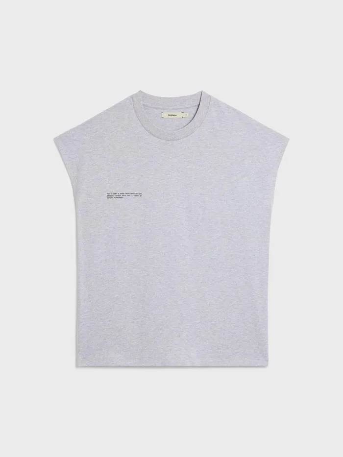 PANGAIA Organic Cotton Cropped Shoulder Tshirt With CFIBER Grey Marl Women Tshirts and Tops