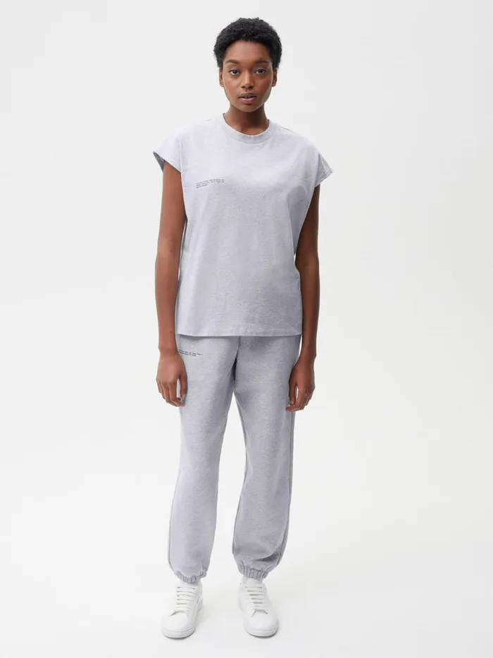PANGAIA Organic Cotton Cropped Shoulder Tshirt With CFIBER Grey Marl Women Tshirts and Tops PANGAIA Organic Cotton Cropped Shoulder Tshirt With CFIBER Grey Marl Women Tshirts and Tops