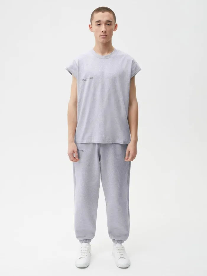 PANGAIA Organic Cotton Cropped Shoulder Tshirt With CFIBER Grey Marl Women Tshirts and Tops PANGAIA Organic Cotton Cropped Shoulder Tshirt With CFIBER Grey Marl Women Tshirts and Tops