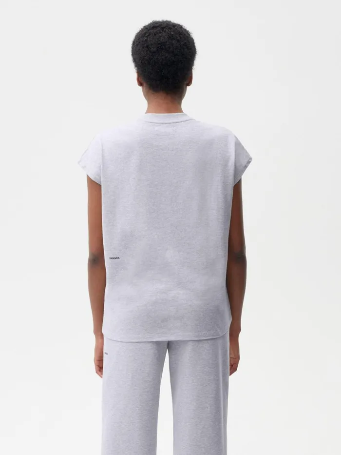 PANGAIA Organic Cotton Cropped Shoulder Tshirt With CFIBER Grey Marl Women Tshirts and Tops PANGAIA Organic Cotton Cropped Shoulder Tshirt With CFIBER Grey Marl Women Tshirts and Tops