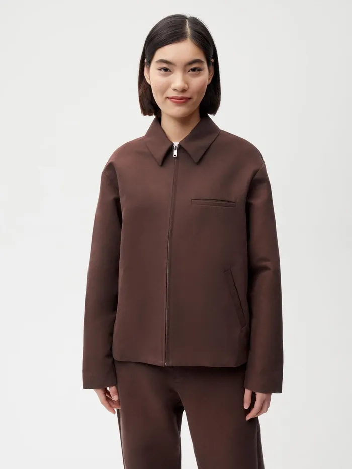 PANGAIA Organic Cotton Harrington Jacket Chestnut Brown Women Jackets and Outerwear