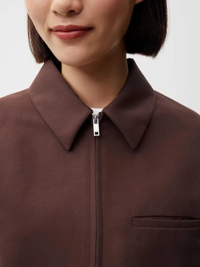 PANGAIA Organic Cotton Harrington Jacket Chestnut Brown Women Jackets and Outerwear