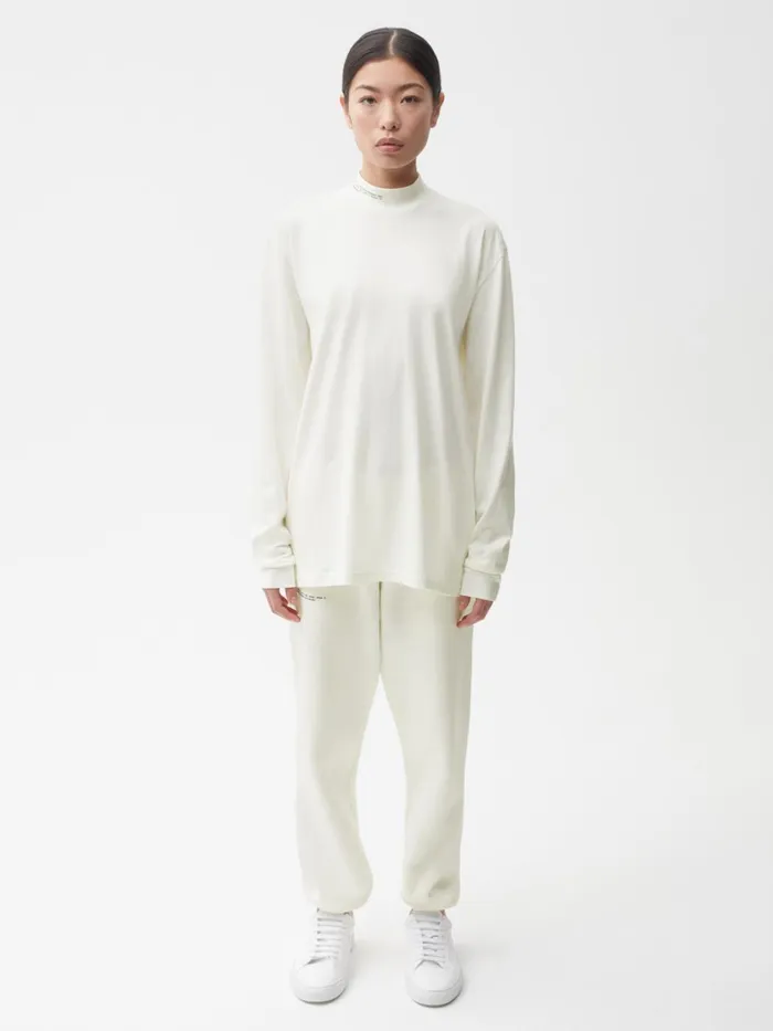 PANGAIA Organic Cotton High Neck Long Sleeve Tshirt With CFIBER Off White Women Tshirts and Tops PANGAIA Organic Cotton High Neck Long Sleeve Tshirt With CFIBER Off White Women Tshirts and Tops