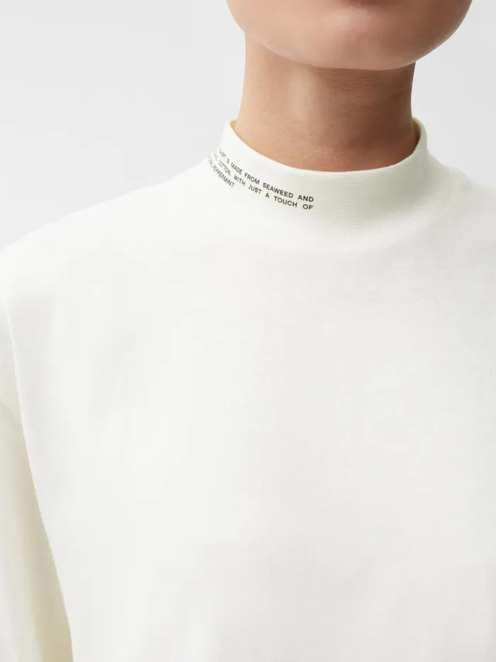 PANGAIA Organic Cotton High Neck Long Sleeve Tshirt With CFIBER Off White Women Tshirts and Tops PANGAIA Organic Cotton High Neck Long Sleeve Tshirt With CFIBER Off White Women Tshirts and Tops