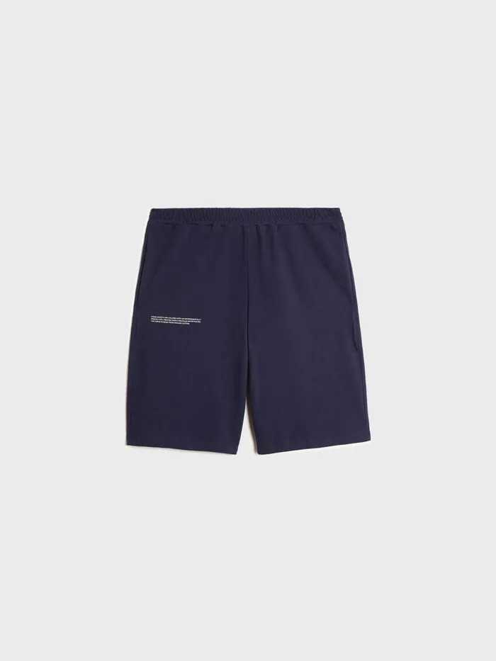 PANGAIA Organic Cotton Pique Shorts Navy Blue Men Shorts