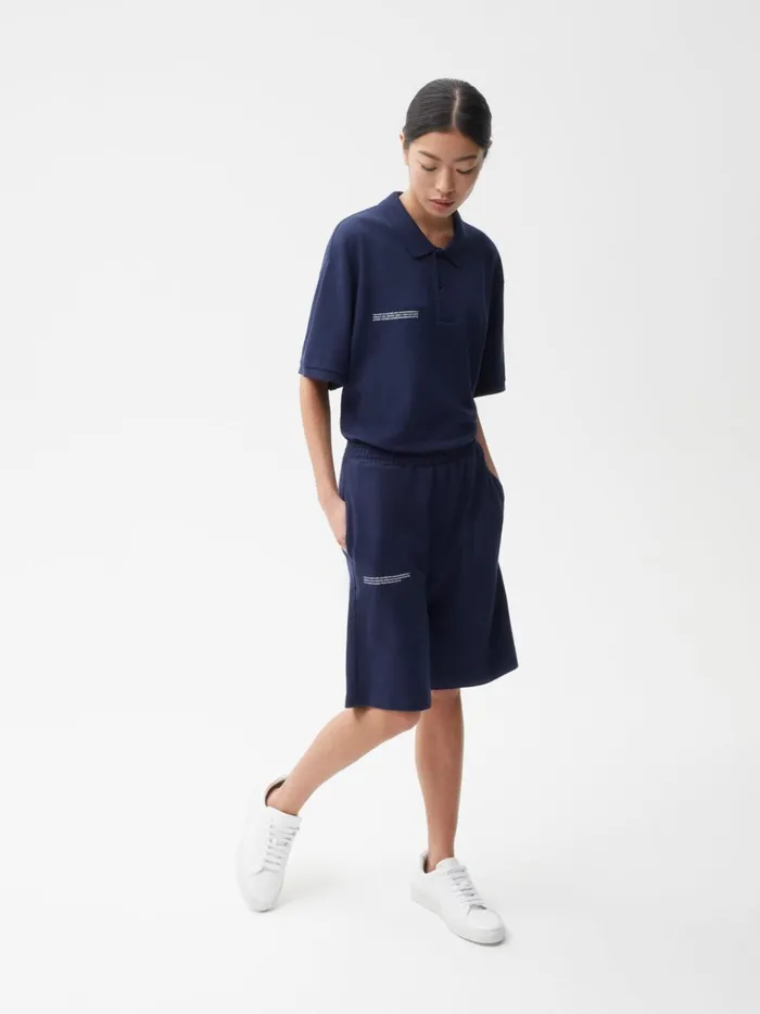 PANGAIA Organic Cotton Pique Shorts Navy Blue Men Shorts PANGAIA Organic Cotton Pique Shorts Navy Blue Men Shorts