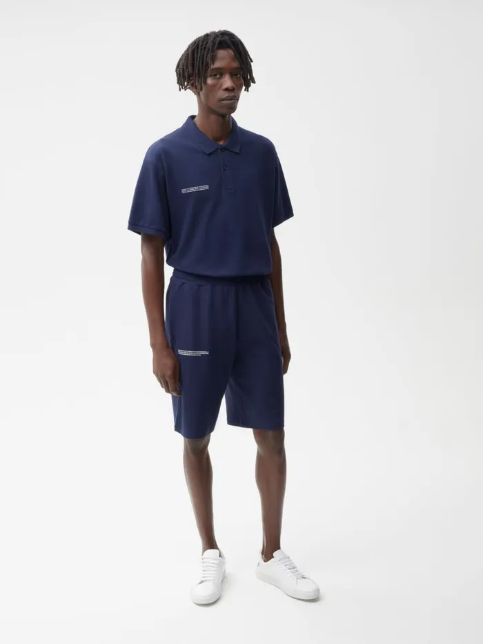 PANGAIA Organic Cotton Pique Shorts Navy Blue Men Shorts PANGAIA Organic Cotton Pique Shorts Navy Blue Men Shorts