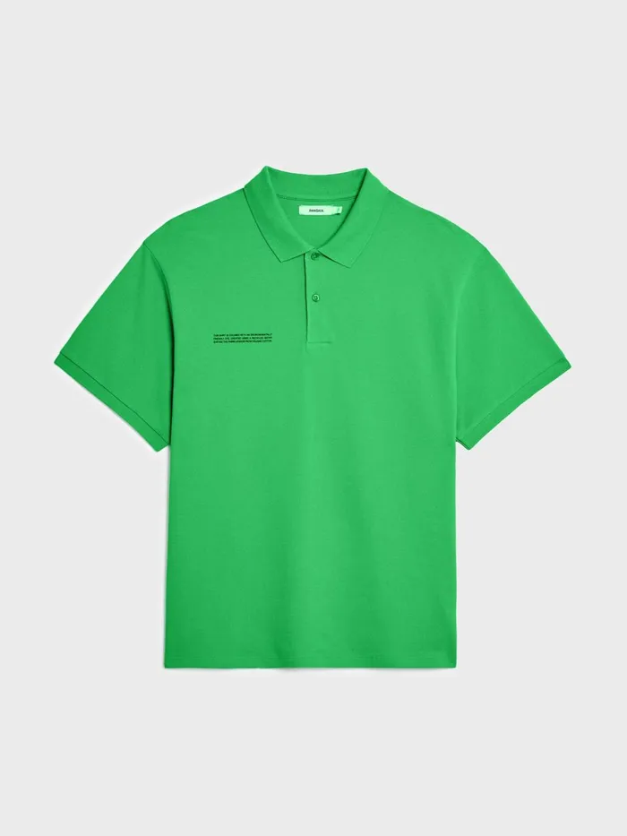 PANGAIA Organic Cotton Relaxed Pique Polo Jade Green Women Tshirts and Tops